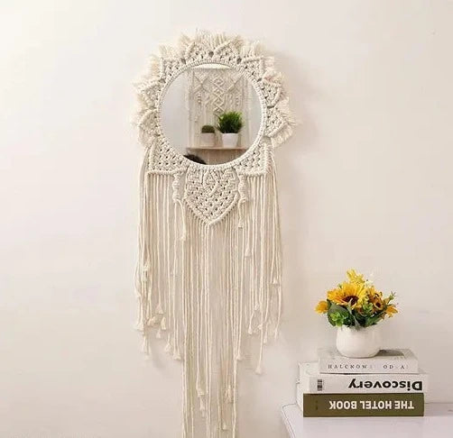 Macrame Wall Hanging Dream Catcher Mirror - Leechoo